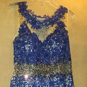 Blue and nude formal dress